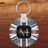 Rot-blaue Glitzern mit der Flagge des Vereinigten  Schlüsselanhänger (Vorderseite)