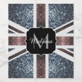 Rot-blaue Glitzern mit der Flagge des Vereinigten Weinetikett (Einzelnes Label)