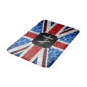 Rot-blaue Glitzern, Monogram Badematte (Schrägansicht)