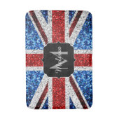 Rot-blaue Glitzern, Monogram Badematte (Vorderseite Vertikal)