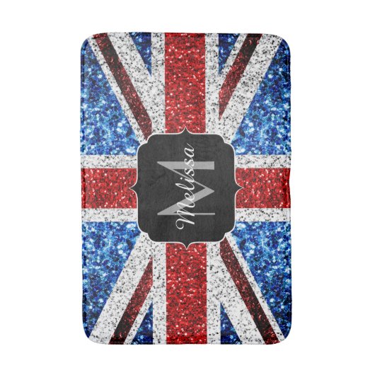 Rot-blaue Glitzern, Monogram Badematte (Vorderseite Vertikal)