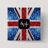 Rot-blaue Glitzern, Monogram Button (Vorderseite)