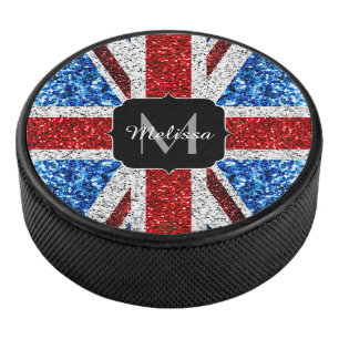 Rot-blaue Glitzern, Monogram Eishockey Puck