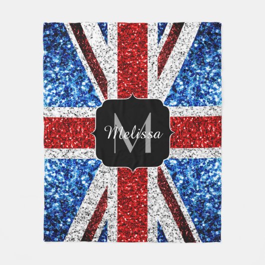 Rot-blaue Glitzern, Monogram Fleecedecke (Vorderseite)