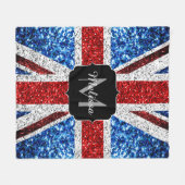 Rot-blaue Glitzern, Monogram Fleecedecke (Vorderseite (Horizontal))