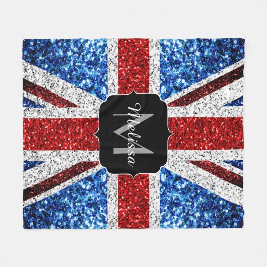 Rot-blaue Glitzern, Monogram Fleecedecke (Vorderseite (Horizontal))