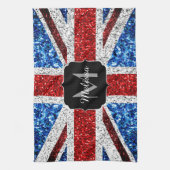 Rot-blaue Glitzern, Monogram Geschirrtuch (Vertikal)