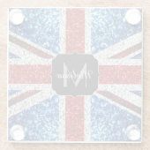 Rot-blaue Glitzern, Monogram Glasuntersetzer (Rückseite)