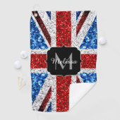 Rot-blaue Glitzern, Monogram Golfhandtuch (Insitu)