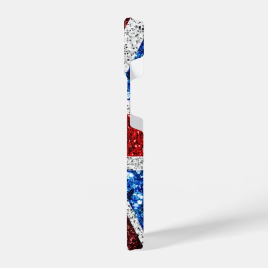 Rot-blaue Glitzern, Monogram iPhone Hülle (Linke Seite)