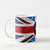 Rot-blaue Glitzern, Monogram Kaffeetasse (Links)