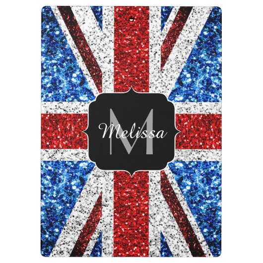 Rot-blaue Glitzern, Monogram Klemmbrett (Rückseite)