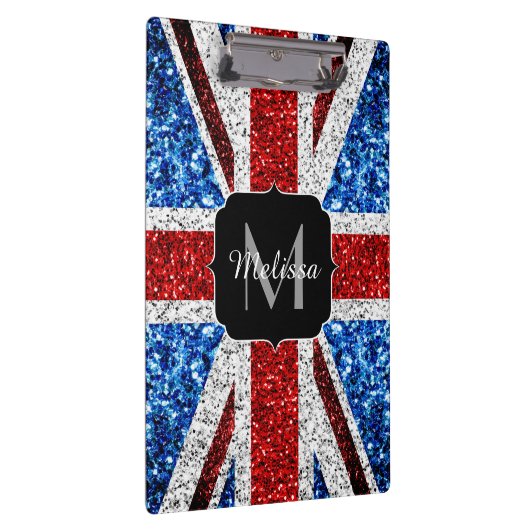 Rot-blaue Glitzern, Monogram Klemmbrett (Rechts)