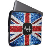 Rot-blaue Glitzern, Monogram Laptopschutzhülle (Vorne Rechts)