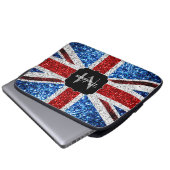 Rot-blaue Glitzern, Monogram Laptopschutzhülle (Vorne Knopf)