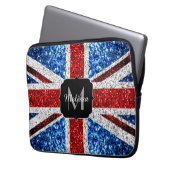 Rot-blaue Glitzern, Monogram Laptopschutzhülle (Vorderseite Links)