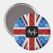 Rot-blaue Glitzern, Monogram Magnet (Vorderseite/Rückseite)