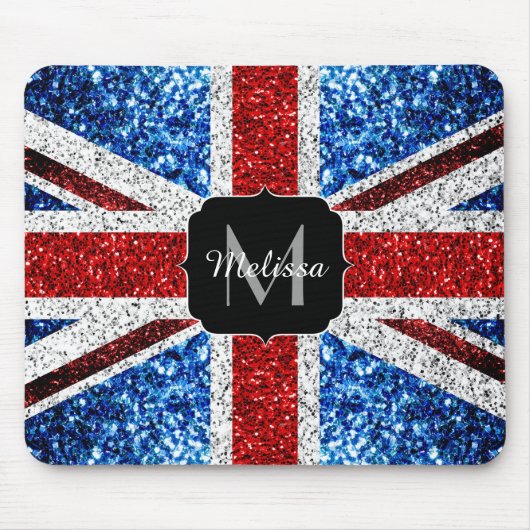 Rot-blaue Glitzern, Monogram Mousepad (Vorne)