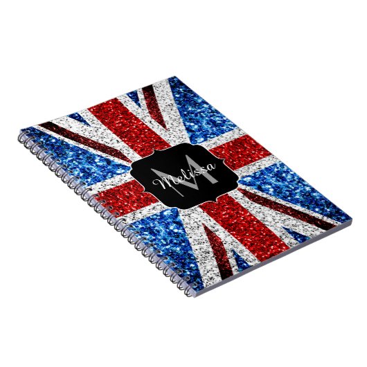 Rot-blaue Glitzern, Monogram Notizblock (Rechte Seite)