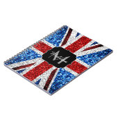 Rot-blaue Glitzern, Monogram Notizblock (Linke Seite)