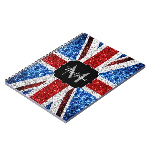 Rot-blaue Glitzern, Monogram Notizblock (Linke Seite)