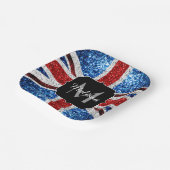 Rot-blaue Glitzern, Monogram Pappteller (Gewinkelt)