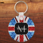 Rot-blaue Glitzern, Monogram Schlüsselanhänger (Rückseite)