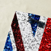 Rot-blaue Glitzern, Monogram Strandtuch (Beispiel)