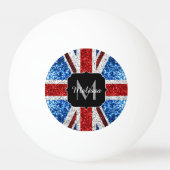Rot-blaue Glitzern, Monogram Tischtennisball (Vorderseite)