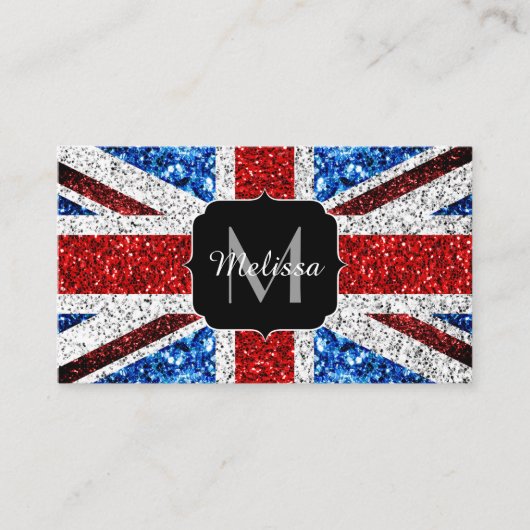 Rot-blaue Glitzern, Monogram Visitenkarte (Vorderseite)