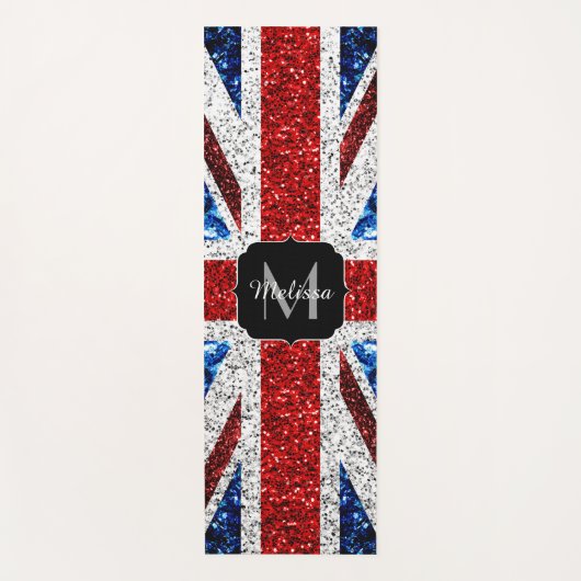 Rot-blaue Glitzern, Monogram Yogamatte (Vorderseite)