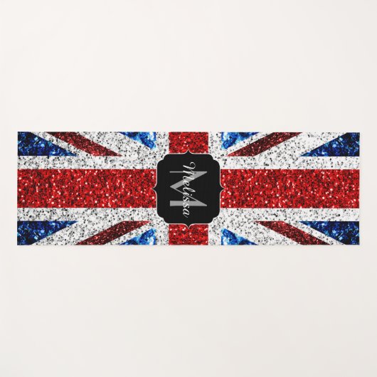 Rot-blaue Glitzern, Monogram Yogamatte (Vorderseite (Horizontal))