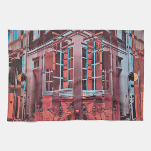 Rot blaue Kopenhagener Fenster reflektieren digita Handtuch
