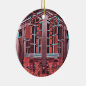 Rot blaue Kopenhagener Fenster reflektieren digita Keramik Ornament (Rechts)