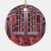 Rot blaue Kopenhagener Fenster reflektieren digita Keramik Ornament (Vorne)