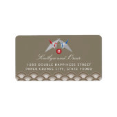 Rot-blaue Krane-Scallop-Muster Hochzeit Adressaufkleber (Vorne)