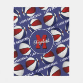 Rot blaue Mannschaftsfarben I Liebe Basketballmust Fleecedecke (Vorderseite)