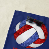 Rot blaue Mannschaftsfarben Name mädchenhafte Voll Strandtuch (Beispiel)