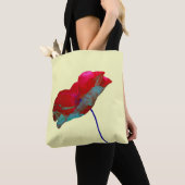 Rot-blaue Mohn-Blume auf Creme Tasche (Von Nahem)