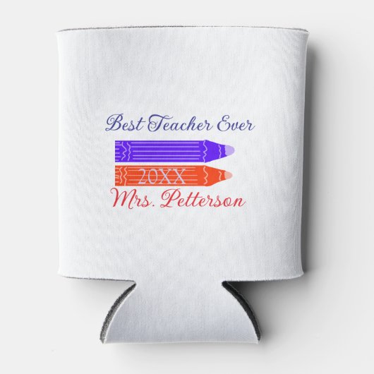 Rot-blaue Stifte, die die beste Lehrerin je geben, Dosenkühler (Vorderseite)