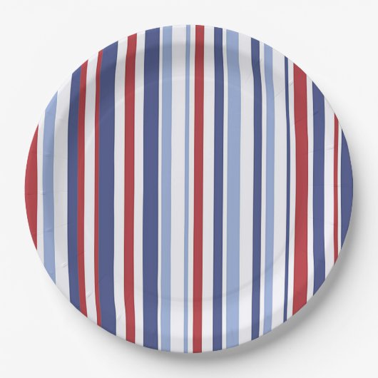 Rot-blaue Streifenpapierplatte Pappteller (Vorderseite)