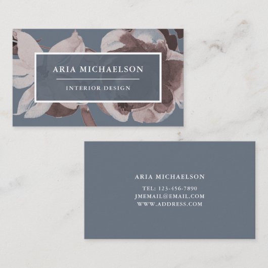 Rot-blaue und trockene Rose mit weißem Text Visitenkarte (Vorne/Hinten)