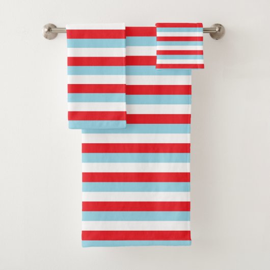Rot, blaue und weiße Pastellstreifen Badhandtuch Set (Insitu)