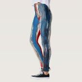 Rot-blaue weiß gestrichene vertikale Abstrakte Str Leggings (Links)