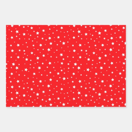 Rot blaue weiße Sterne Perfekt Weihnachten Geschenkpapier Set (Vorderseite)
