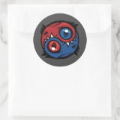 Rot-blaue Yin-Yang-Drachen Runder Aufkleber (Tasche)