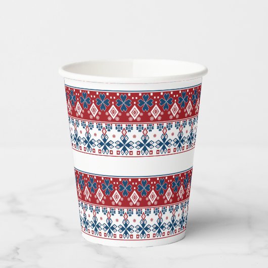 Rot-blaue Zierpapier-Tasse Pappbecher (Links)