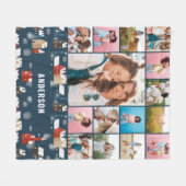 Rot blauer botanischer Minimalpampas 15 Foto Fleecedecke (Vorderseite (Horizontal))