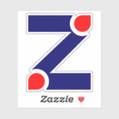 Rot-blaues Buchstaben-Z-Monogramm Aufkleber (Blatt)