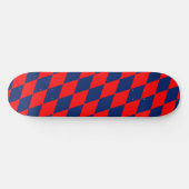 Rot-blaues Harlekin-Karo-Design Skateboard (Horizontal)